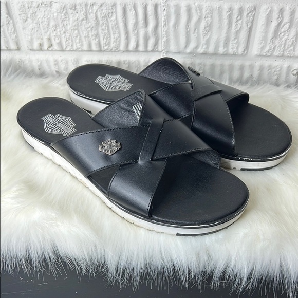 Harley-Davidson Women's Black Cross-Strap Sandals - Picture 1 of 4